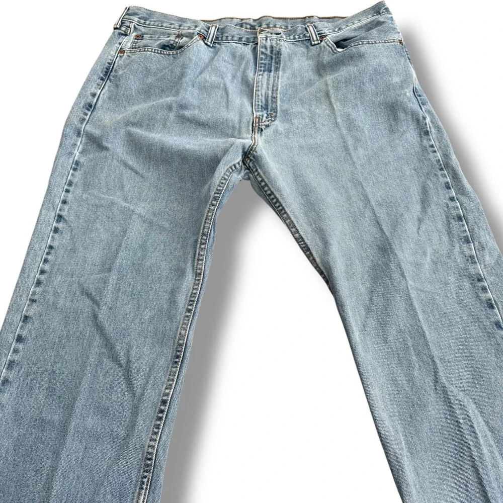 Levis 505 Regular Fit Straight Leg Jeans‎ Mens 42x30 Light Wash Blue Denim